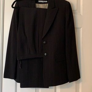 Black business pant suit with gold thread lines